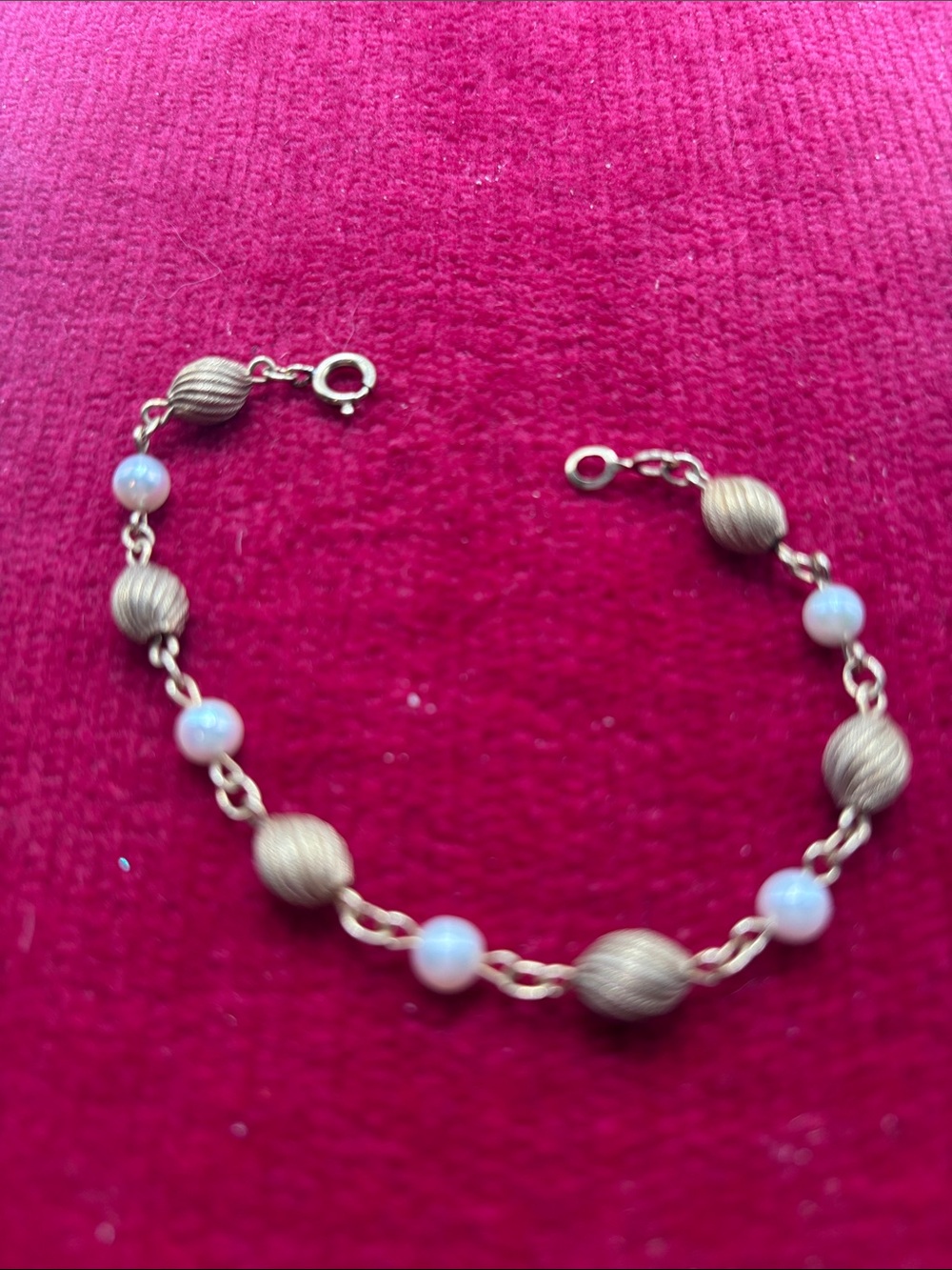 Vintage 1/20 10K Gold Filled Faux Pearl Beaded Bracelet